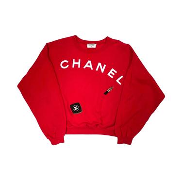 Chanel Red Lipstick Logo Sweatshirt