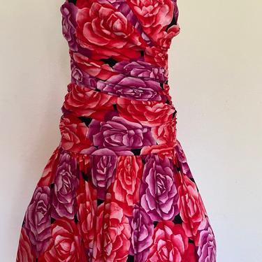 Vintage 80s 90s PROM DRESS, pink ruffled puffy prom dress, strapless party prom dress sweetheart cut by Positively Ellyn ILGWU s/m size 10 