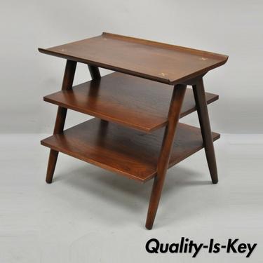 American of Martinsville Merton Gershun 3 Tier A-Frame Walnut Accent Side Table