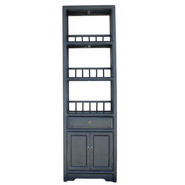 Chinese Distressed Black Small Display Bookcase Curio Cabinet cs5084S