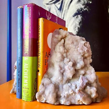 Large 1970s mineral specimen bookend pair