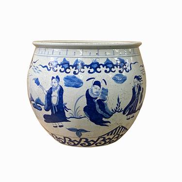 Chinese Blue White Oriental Immortal People Scenery Porcelain Pot ws1408E 