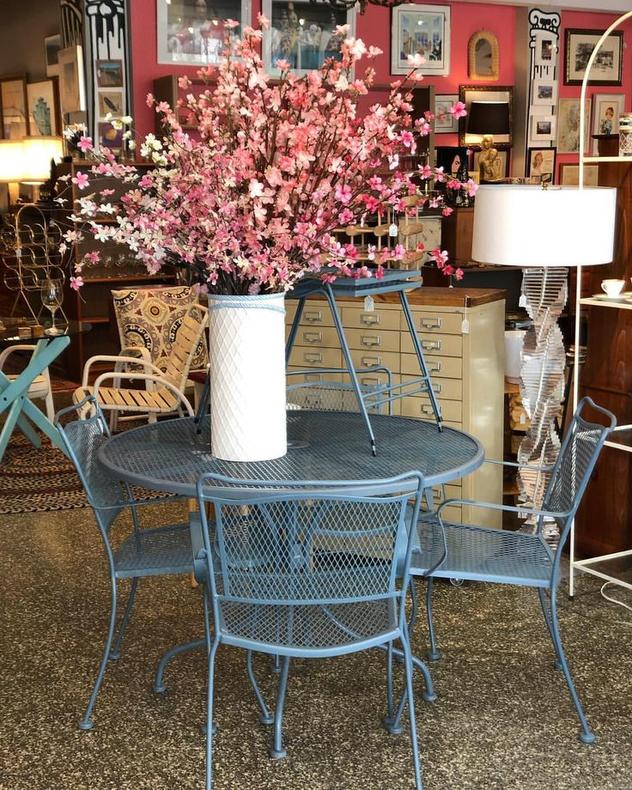 Blue garden set : table and 4 chairs $295