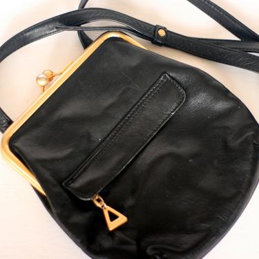 vintage Sharif Americana black leather cross body bag 