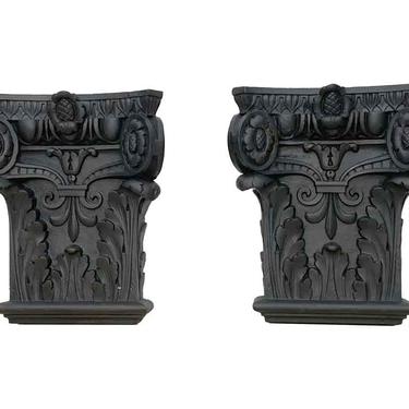 1890s Pair of Restored Antique NYC Cast Iron Capitals