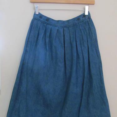 80s Calvin Klein Denim Midi Skirt S M 28 Waist 