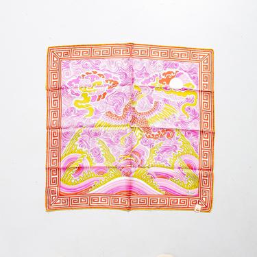 Vintage Silk Scarf Burmel DEADSTOCK Japan Phoenix Bird Print Pink 