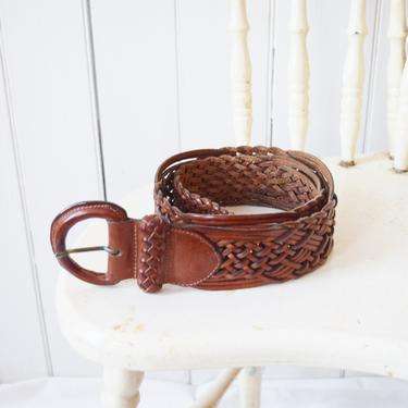 Braided Turkish Leather Belt | Wide Vintage Braided Belt | M 