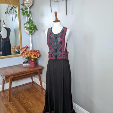 Vintage 1970's Suede Leather Geometric Maxi Dress Clothespegg by Barbara Pegg 