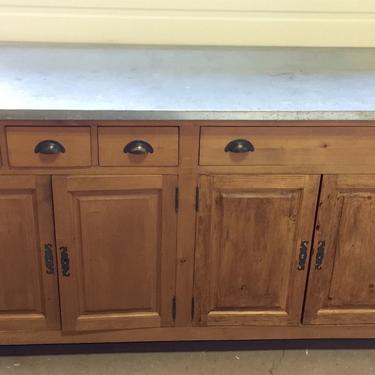 SOLD. Antique Country Store Counter w/Galv Top | Kitchen Island | Bar | Wine Table