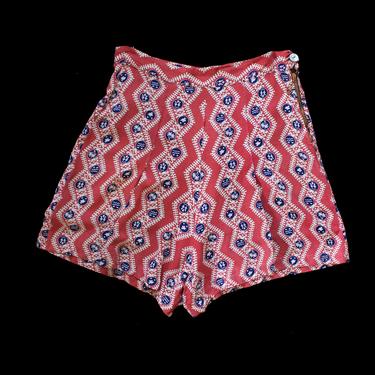 1930s Shorts / 30s-40s Swingy Novelty Print Shorts / Cool Zipper 