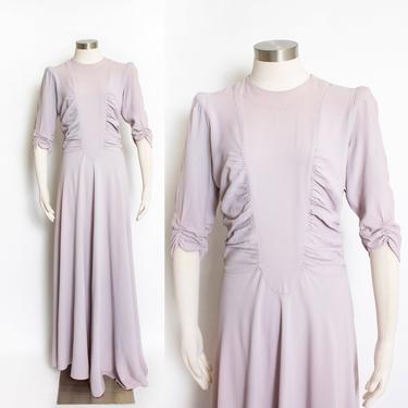 Vintage 1940s Dress Rayon Crepe Lavender Full Skirt Gown 30s Medium 
