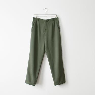 vintage green wool high waist trousers, size L 