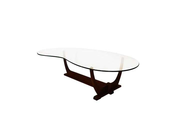 Adrian Pearsall Mid Century Modern Biomorphic Glass Top Walnut Coffee Table 