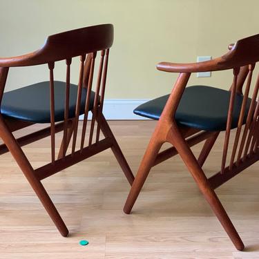 TWO rare Teak Dining Armchairs in the style of Helge Sibast, Mid Century Danish Modern 