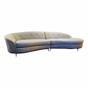 Caracole Modern Gray Velvet Threes Company Curved Sectional Sofa