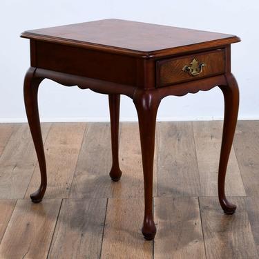 Queen Anne Style End Table W Drawer