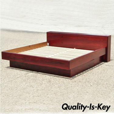 Rosewood Mid Century Danish Modern King Size Platform Storage Bed by Mobican