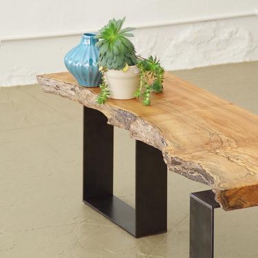 CUSTOM RESERVE for Miriam - live edge maple bench from urban salvage wood and recycled content steel - north | west bench - natural edge 
