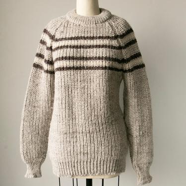 1970s Sweater Striped Wool Knit Pullover S 