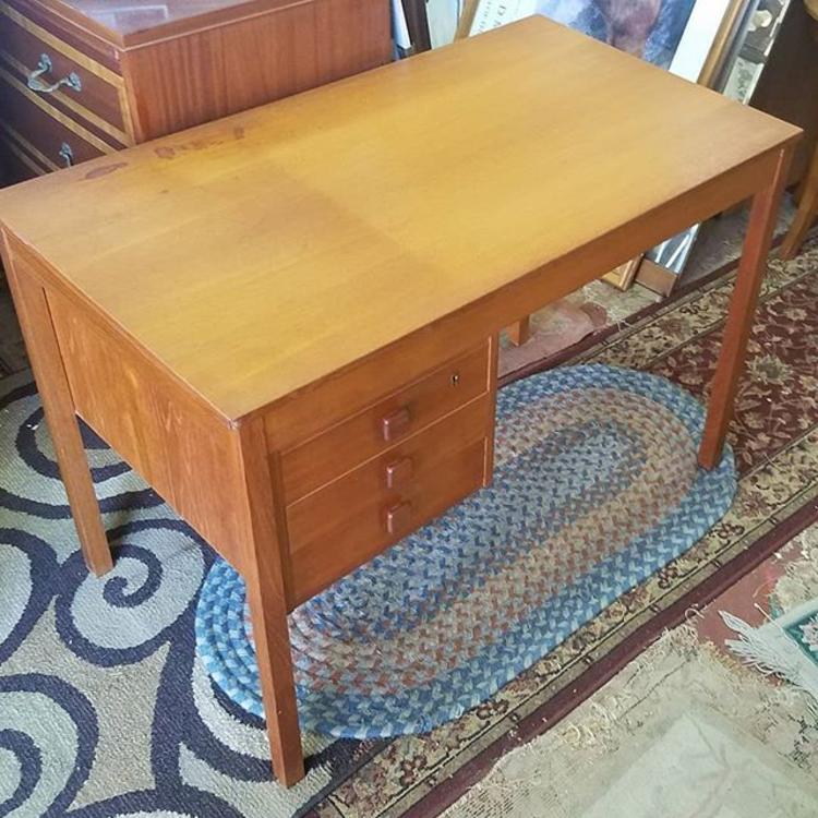 SOLD. SOLD.                   1960s Vintage Domino Danish Modern Desk, $263.
