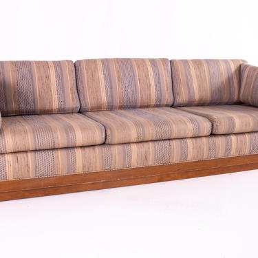 Milo Baughman Style Mid Century Walnut Floating Case Sofa - mcm 