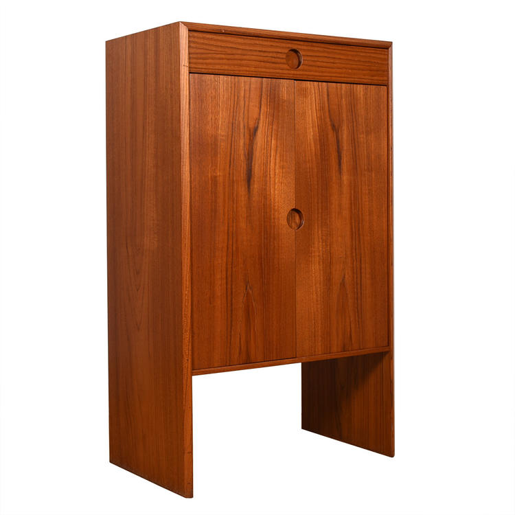 Versatile &#038; Petite &#8212; Danish Modern Teak Adjustable Shelf Cabinet w\/ Drawer