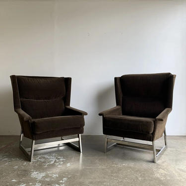 Adrian Pearsall Geometric Wingback Chairs - a Pair 