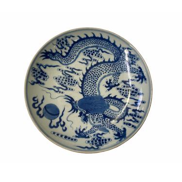 Chinese Blue White Dragon Painting White Porcelain Charger Plate ws1782E 