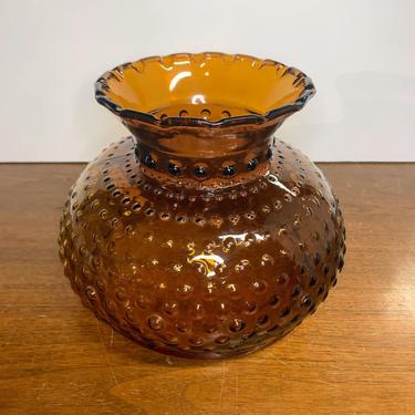 Vintage Amber Glass Hobnail Student Lamp Hurricane Shade 