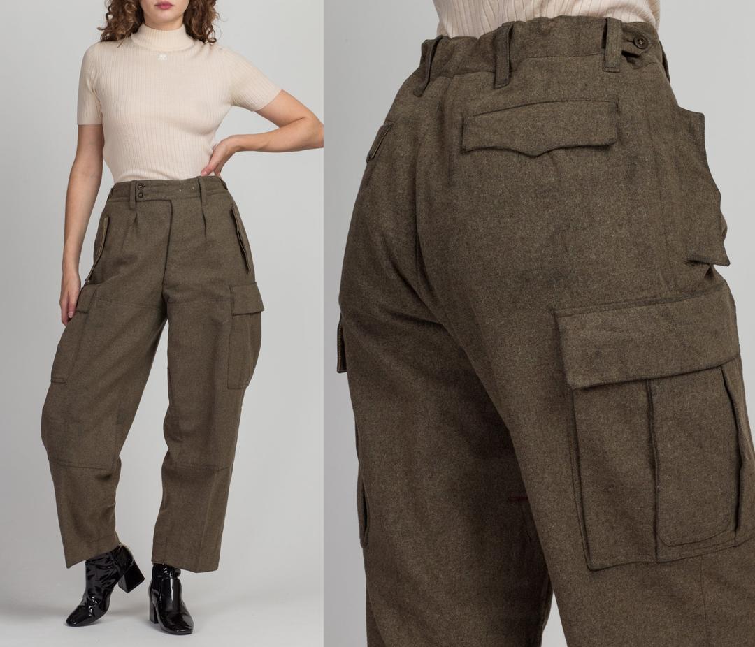 Vintage 60s Wool Unisex Army Pants - 27
