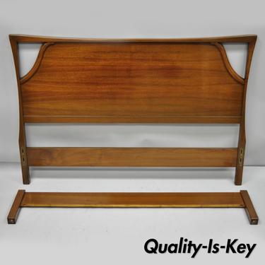 Vintage Mid Century Modern Sculpted Walnut Full Size Bed Frame Kagan Style