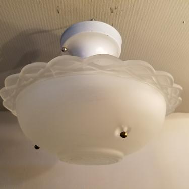 Cute 3 Chain Semi Flush Light with Frosted Shade