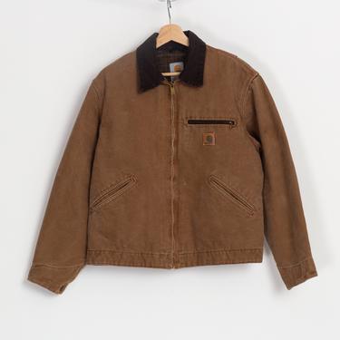 Vintage Carhartt Blanket Lined Workwear Jacket - Medium Regular | 90s Tan Canvas Duck Denim Detroit Coat 