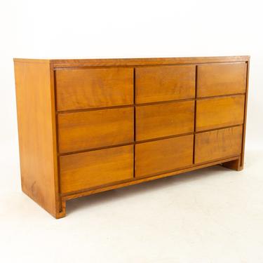 Russel Wright for Conant Ball Mid Century Blonde 9 Drawer Lowboy Dresser - mcm 