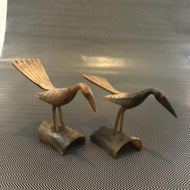 Vintage Bird Statuettes/Figurine Made from Water Buffalo/Cow Horn - Made in Africa 