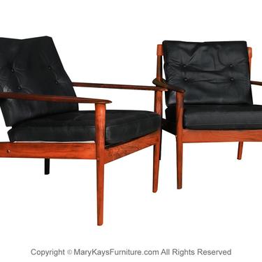 Grete Jalk Danish Model 56 1960’s Pair Rosewood Lounge Chairs 