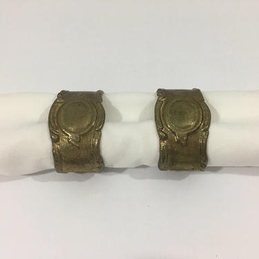 Mid Century Modern, vintage, brass napkin ring set of 2 