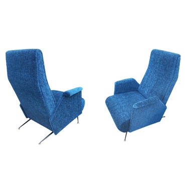 Pair of Italian Mid-Century Armchairs in the Manner of Carlo Mollino