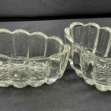 Vintage pair of Princess House Glass Spoon Rest Utensil Holder- Heavy Glass 