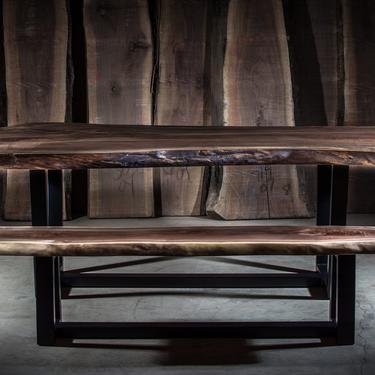 Rustic Walnut Dining Table &amp; Bench 