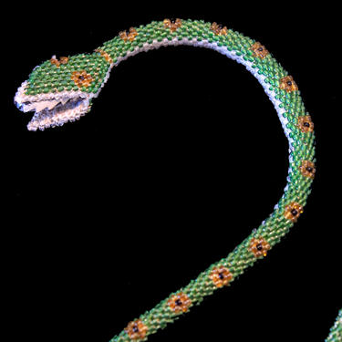 RESERVED —1920s green Beaded Snake Choker / Turkish POW WWI Serpent Necklace 