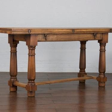 19th Century French Louis Philippe Provincial Farmhouse Oak Folding Dining Table or Console 