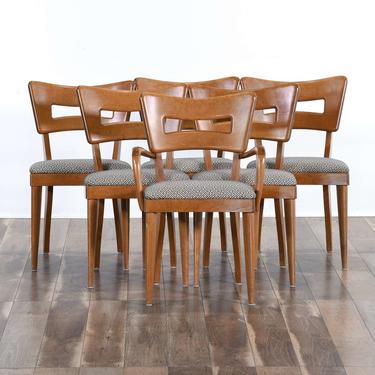 Set Of 6 Heywood Wakefield Dog Biscuit Dining Chairs 