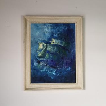 1960's Staves Donovan Impressionist Sailboat Oil Painting , Framed 