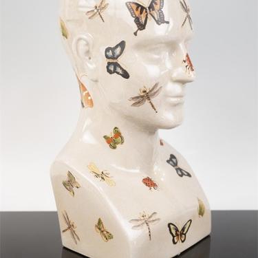 Ceramic Bust with Hand Painted Insects