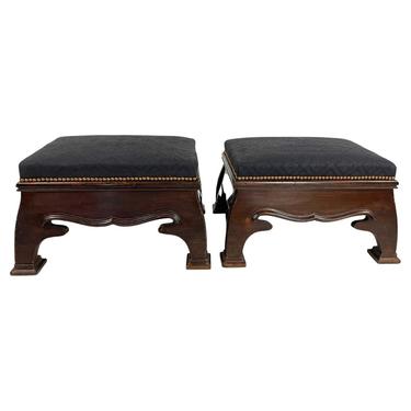 Pair of English Arts and Crafts Period Upholstered Footstools