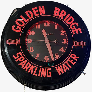 Golden Bridge Sparkling Water Neon Clock