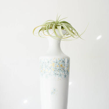 Mid Century Large Scale Colorful Glazed White Porcelain Botanical Vase // Jaeger West Germany // Flowers 