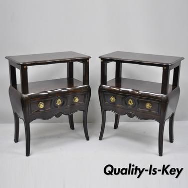 Pair French Country Provincial Style Bombe Nightstand Attr. Auffray